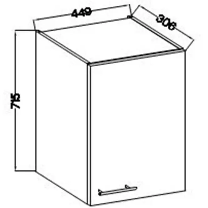 Szafka Kuchenna Lara 45g-72 1f Mdf Szary Połysk