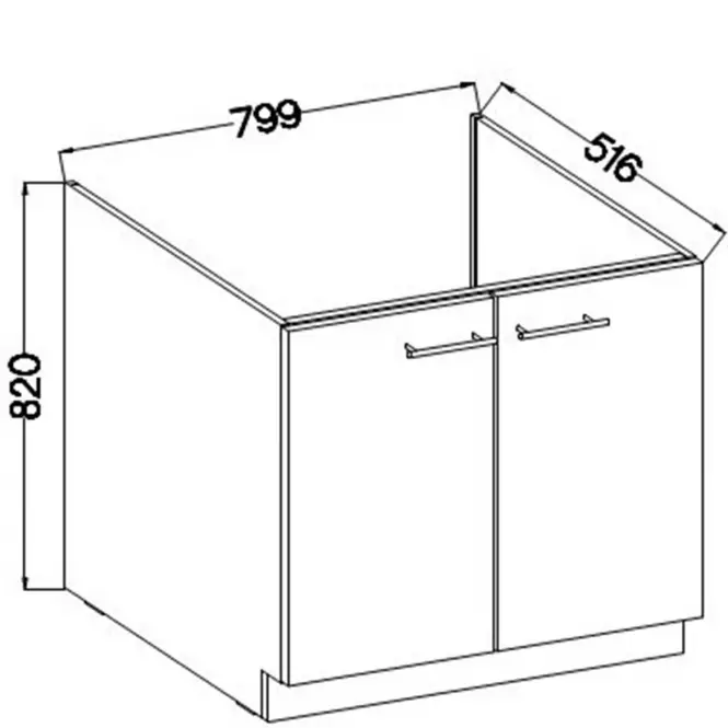 Szafka Kuchenna Lara 80zl 2f Bb Mdf Biały Połysk