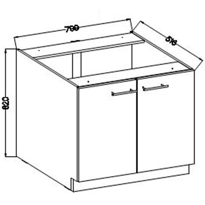 Szafka Kuchenna Lara 80d 2f Bb Mdf Biały Połysk