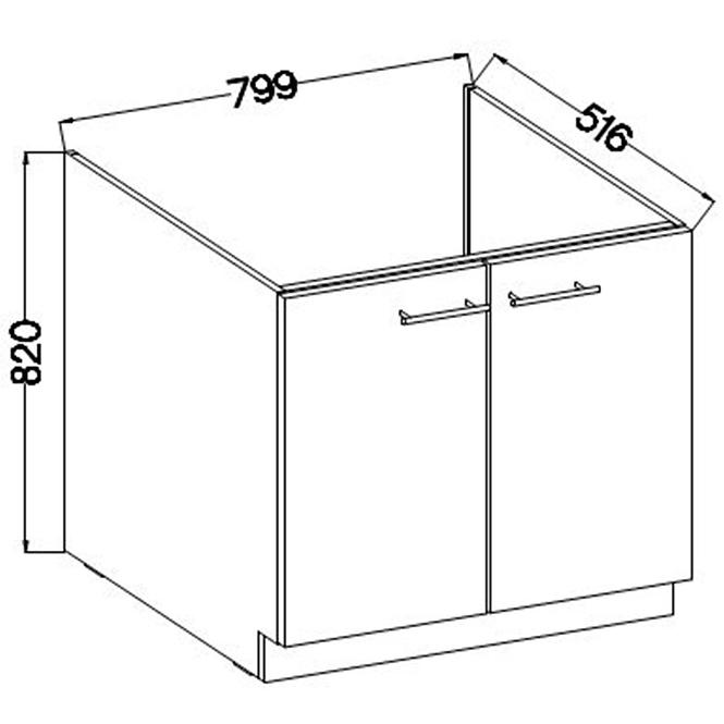 Szafka Kuchenna Lara 80zl 2f Bb Mdf Szary Połysk