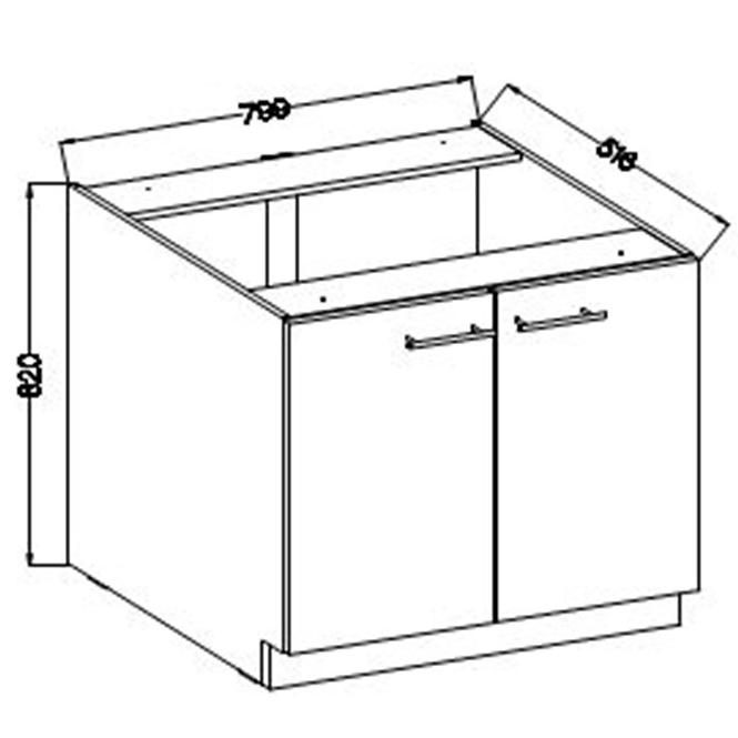 Szafka Kuchenna Lara 80d 2f Bb Mdf Szary Połysk