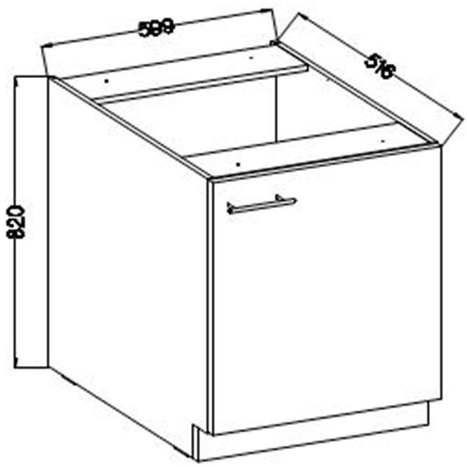 Szafka Kuchenna Lara 60d 1f Bb Mdf Szary Połysk