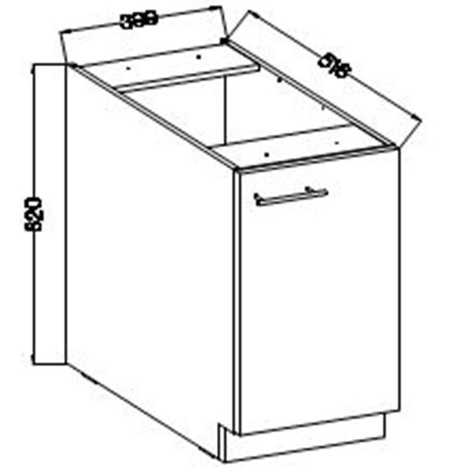 Szafka Kuchenna Lara 40d 1f Bb Mdf Szary Połysk