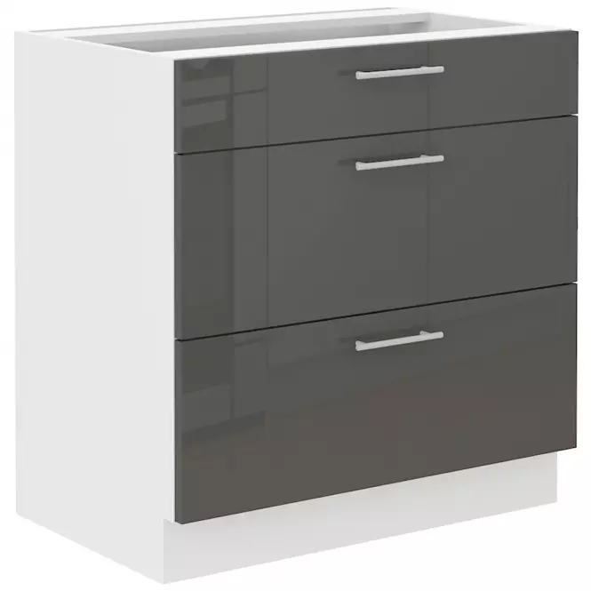 Szafka Kuchenna Lara 80d 3s Bb Mdf Szary Połysk