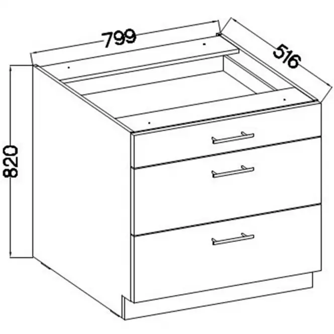 Szafka Kuchenna Lara 80d 3s Bb Mdf Szary Połysk