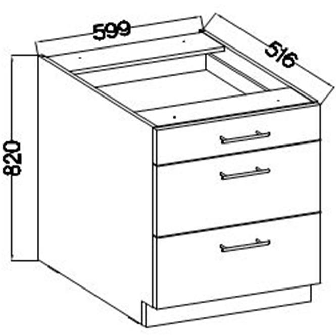 Szafka Kuchenna Lara 60d 3s Bb Mdf Szary Połysk