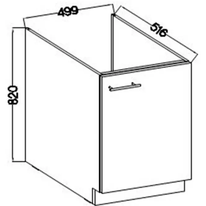 Szafka Kuchenna Lara 50zl 1f Bb Mdf Szary Połysk