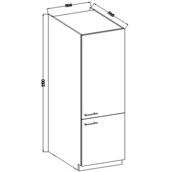 Szafka Kuchenna Lara 60dk-210 2f Bb Mdf Szary Połysk