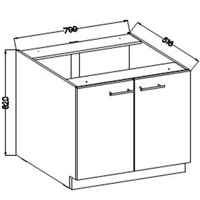Szafka Kuchenna Lara 80d 2f Bb Mdf Cappucino Połysk