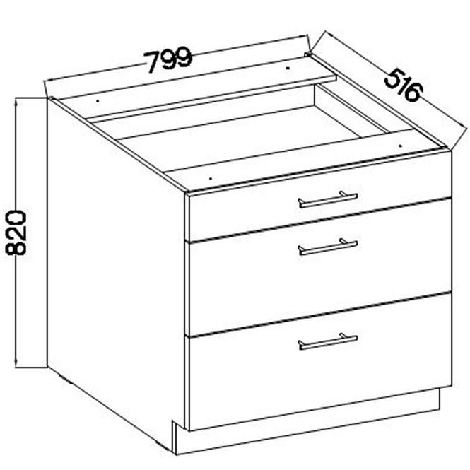 Szafka Kuchenna Lara 80d 3s Bb Mdf Cappucino Połysk