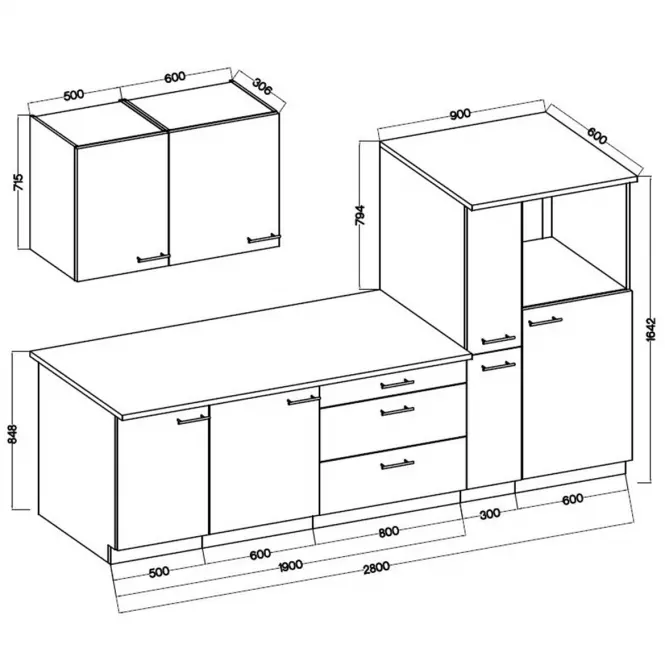 Kuchnia Lara 280 Mdf Biały Połysk Bez Blatu