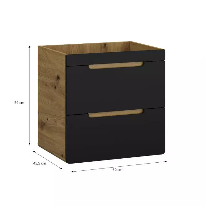 Szafka Bronx 60 dąb artisan-czarny mat