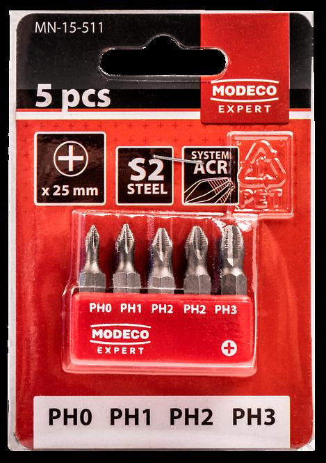 Modeco Komplet Grotów 5szt. 25mm (PH0.PH1.2XPH2.PH3)
