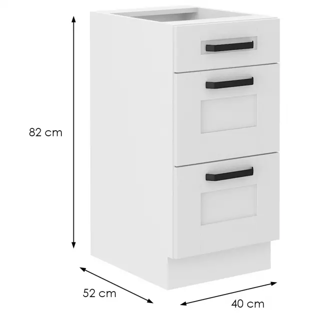 Szafka kuchenna Luna biały mat/biały 40D 3S BB,2