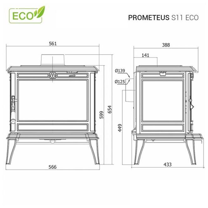 Piec kominkowy Premium PROMETEUS 8.5kW Eco