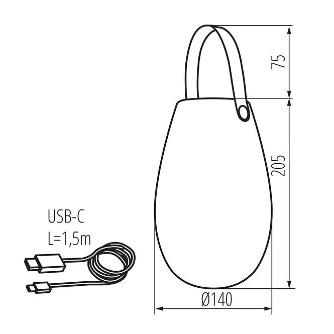 Lampa LED OXOR IP44 RGB ACCU