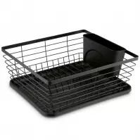 Suszarka z plastikowym ociekaczem i tacą 36x30,3x15 cm czarna