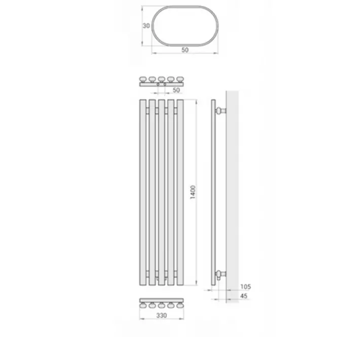 Grzejnik łazienkowy Lazur LA140/33 D5 1400x330 mm biały,4