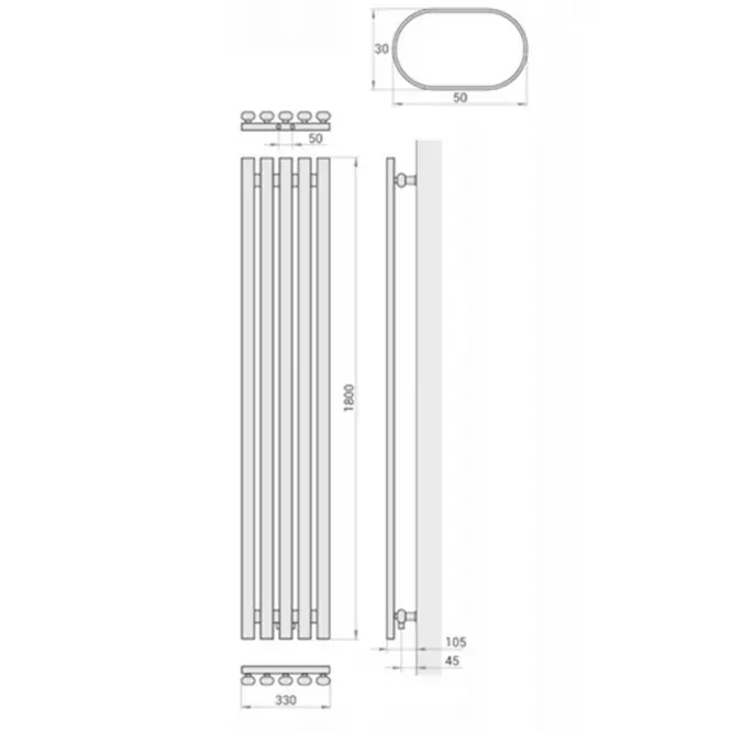 Grzejnik łazienkowy Lazur LA180/33 D5 1800x330 mm biały,4