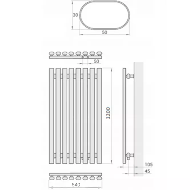 Grzejnik łazienkowy Lazur LA120/54 D5 1200x540 mm biały,2