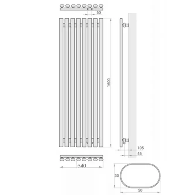 Grzejnik łazienkowy Lazur LA160/54 D5 1600x540 mm biały,2