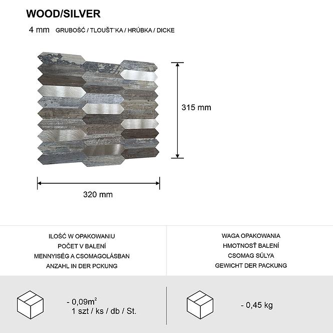 Panel dekoracyjny samoprzylepny Mood Wood Silver