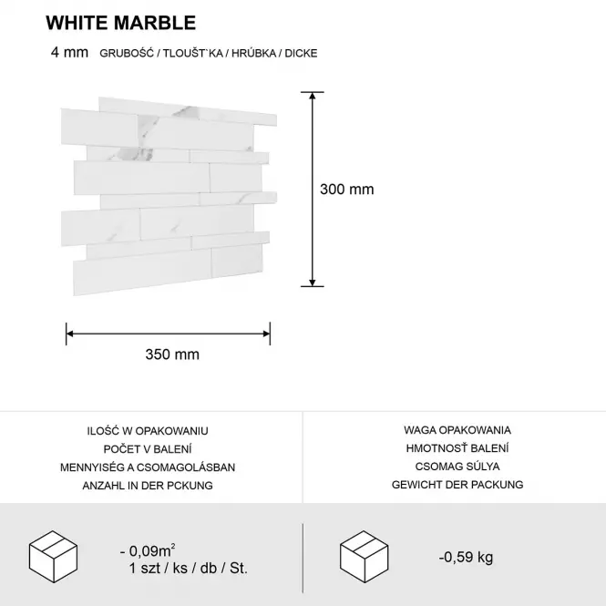 Panel dekoracyjny samoprzylepny Mood White Marble