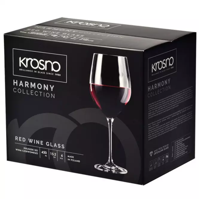 Kieliszek do wina czerwonego Harmony Krosno 450 ml 6 szt.