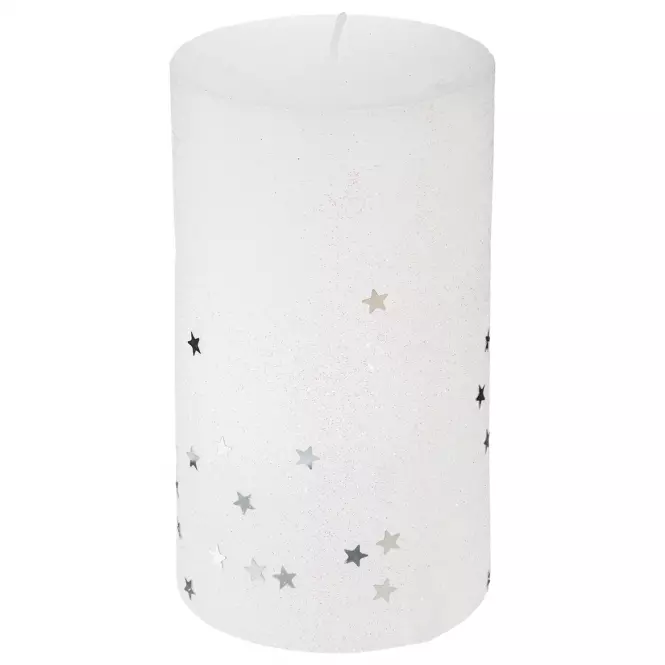 Świeca z brokatem biała L12x7cm 129848bl