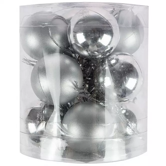 Bombki tuba 3 cm 12 szt. srebrne