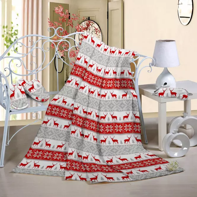 Koc + 2 poszewki Scandi Deer 130x170 cm
