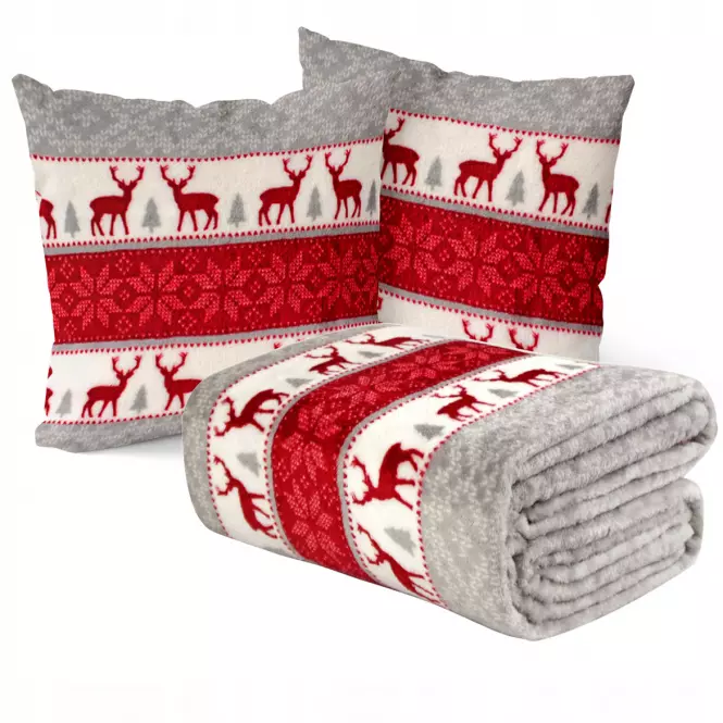 Koc + 2 poszewki Scandi Deer 130x170 cm