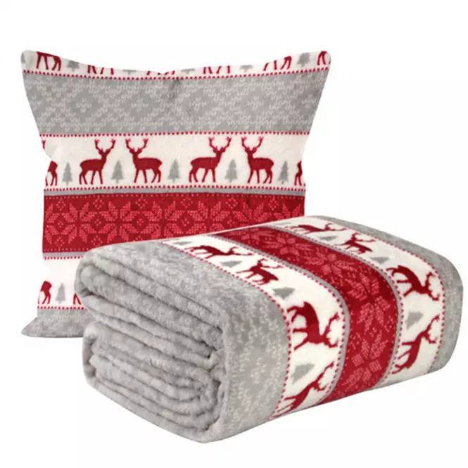 Koc + 2 poszewki Scandi Deer 130x170 cm
