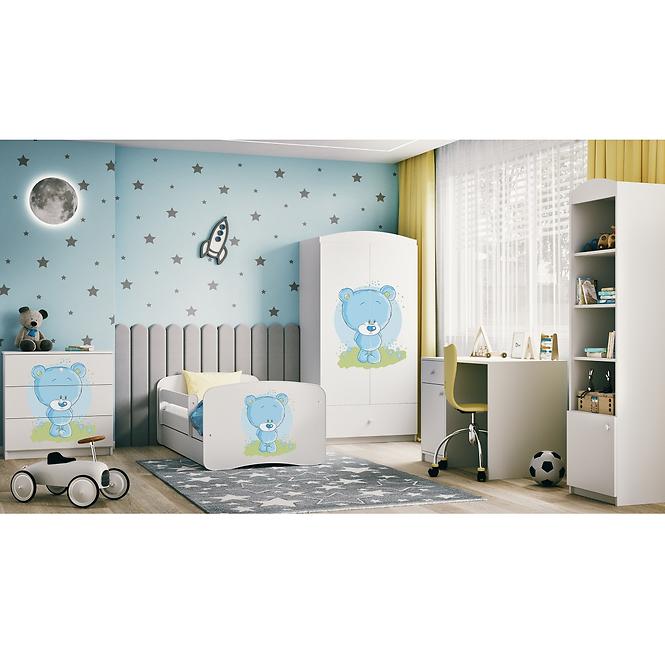 Łóżko Dziecięce Babydreams+Sz+M Biały 70x140 Miś Niebieski