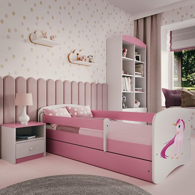 Łóżko Dziecięce Babydreams+Sz+M Różowe 70x140 Jednorożec
