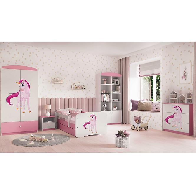 Łóżko Dziecięce Babydreams+Sz+M Różowe 70x140 Jednorożec