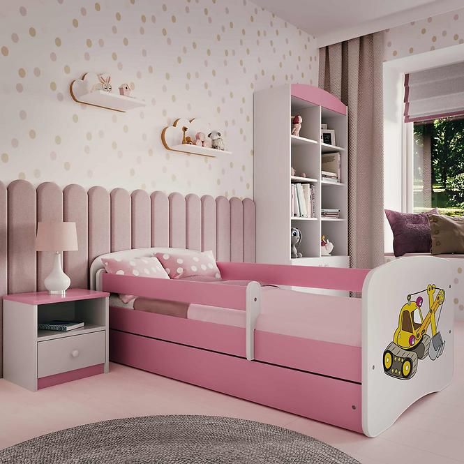 Łóżko Dziecięce Babydreams+Sz+M Różowe 70x140 Koparka
