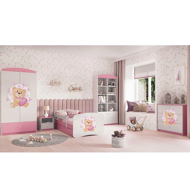 Łóżko Dziecięce Babydreams+Sz+M Różowe 70x140 Miś Motyl