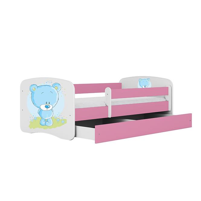 Łóżko Dziecięce Babydreams+Sz+M Różowe 70x140 Miś Niebieski