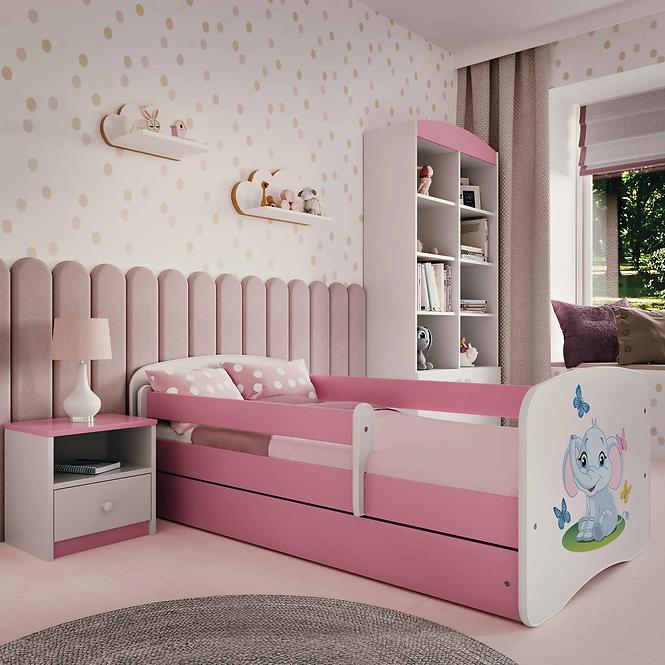 Łóżko Dziecięce Babydreams+Sz+M Różowe 70x140 Słonik