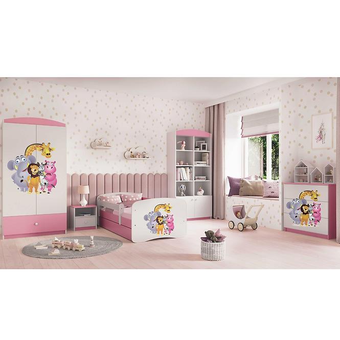Łóżko Dziecięce Babydreams+Sz+M Różowe 70x140 Zoo