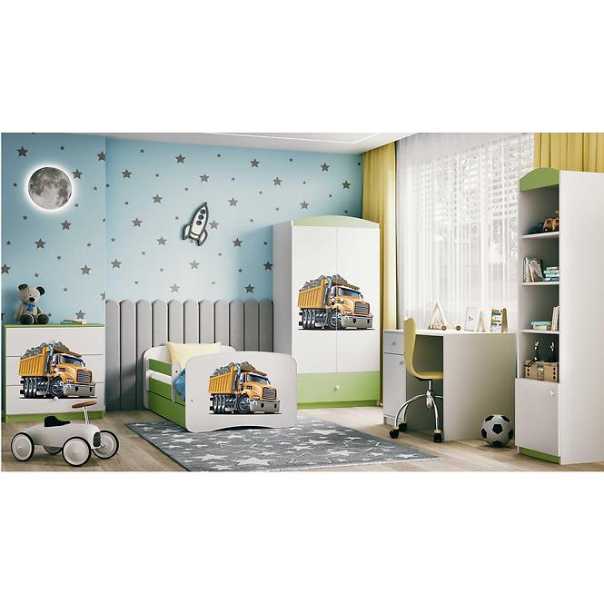 Łóżko Dziecięce Babydreams+Sz+M Zielone 70x140 Ciężarówka