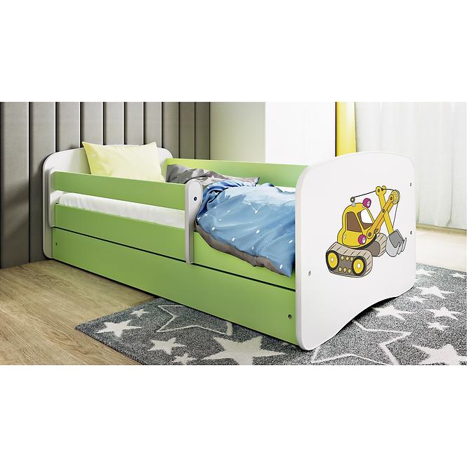 Łóżko Dziecięce Babydreams+Sz+M Zielone 70x140 Koparka