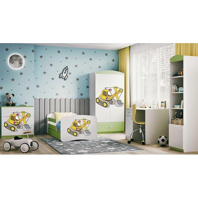 Łóżko Dziecięce Babydreams+Sz+M Zielone 70x140 Koparka