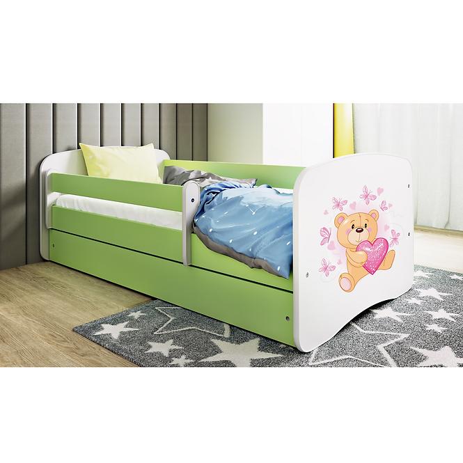 Łóżko Dziecięce Babydreams+Sz+M Zielone 70x140 Miś Motyl