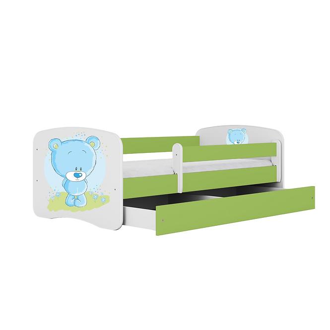 Łóżko Dziecięce Babydreams+Sz+M Zielone 70x140 Miś Niebieski