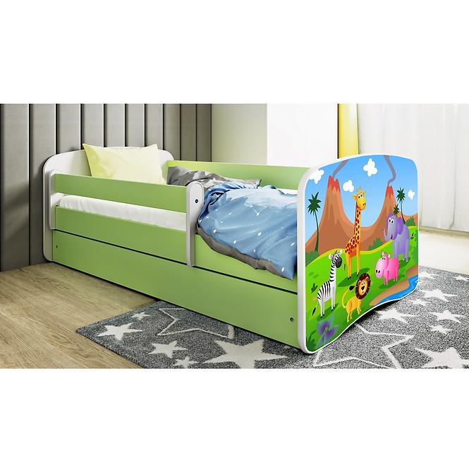 Łóżko Dziecięce Babydreams+Sz+M Zielone 70x140 Safari