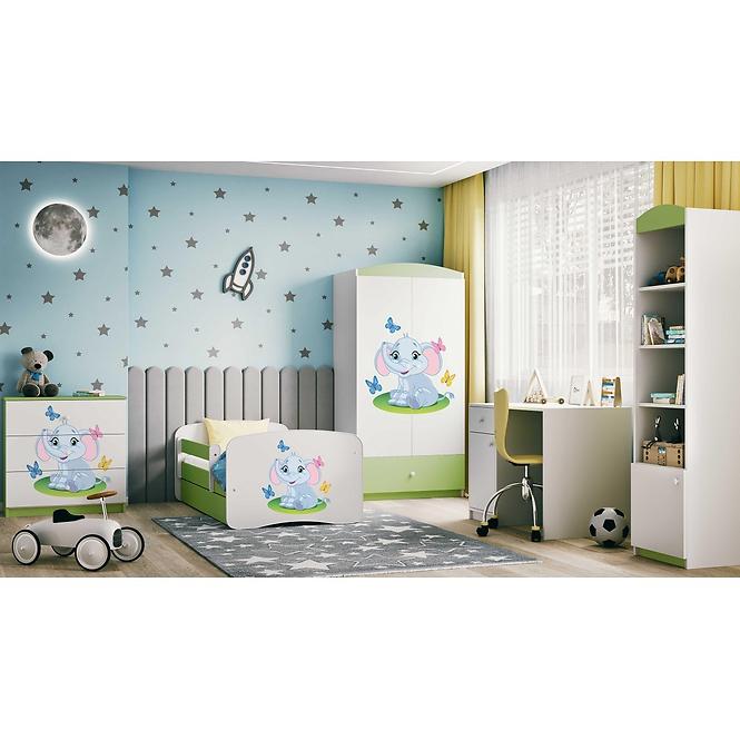 Łóżko Dziecięce Babydreams+Sz+M Zielone 70x140 Słonik