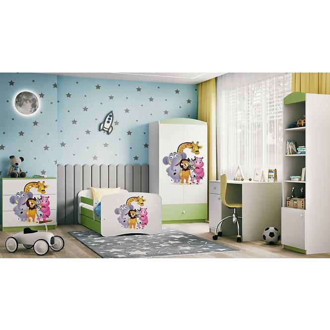 Łóżko Dziecięce Babydreams+Sz+M Zielone 70x140 Zoo
