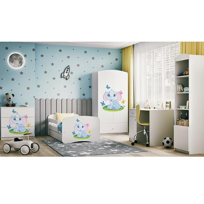 Łóżko Dziecięce Babydreams+Sz+M Biały 80x160 Słonik